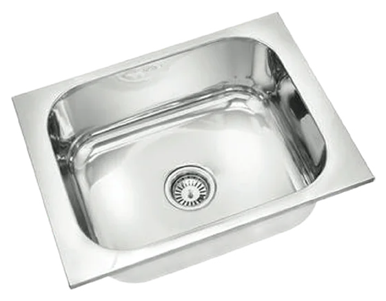 Single bowl kitchen sink with folded edge