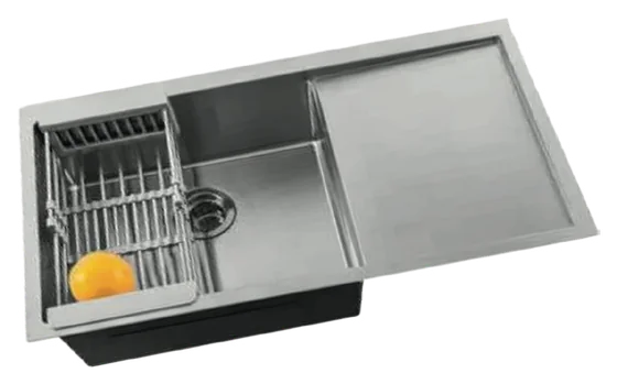 Premium single bowl handmade sink with drain board